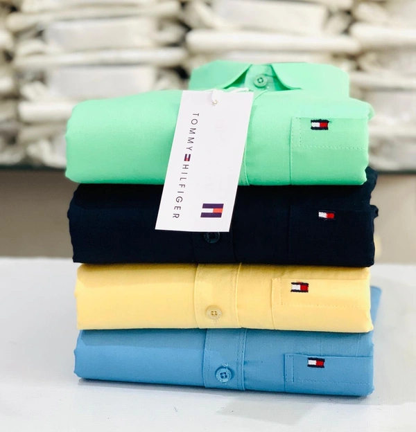 Tommy Men's Plain Shirt Combo - Pack of 4 | Premium Cotton | Casual & Formal Wear - M- 38