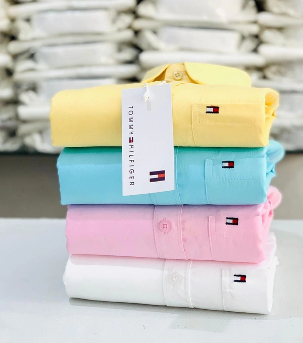 Tommy Men's Plain Shirt Combo - Pack of 4 | Premium Cotton | Casual & Formal Wear - M- 38