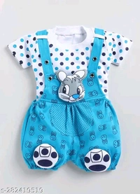 Cartoon girls top bottom set - Red, 0-1 Month