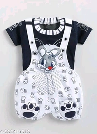Cartoon girls top bottom set - Red, 0-1 Month