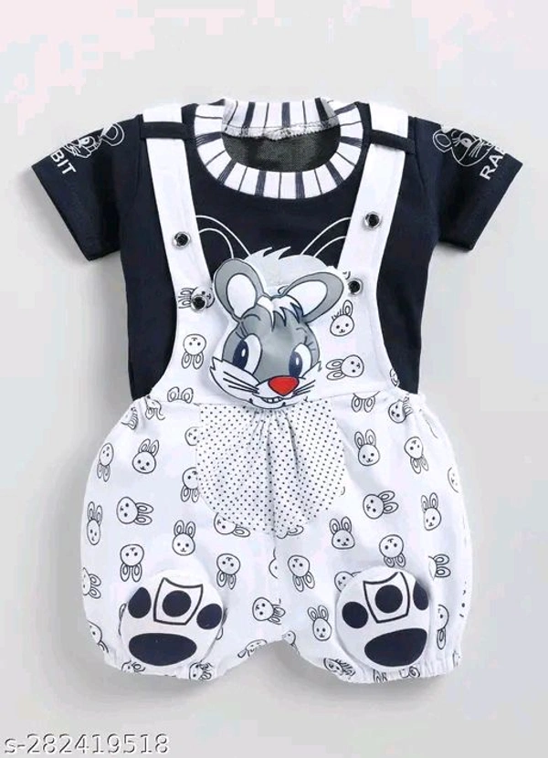 Cartoon girls top bottom set - Red, 0-1 Month