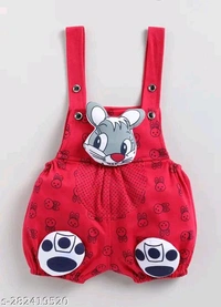Cartoon girls top bottom set - Red, 6-9 Month