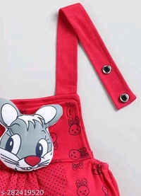 Cartoon girls top bottom set - Red, 6-9 Month