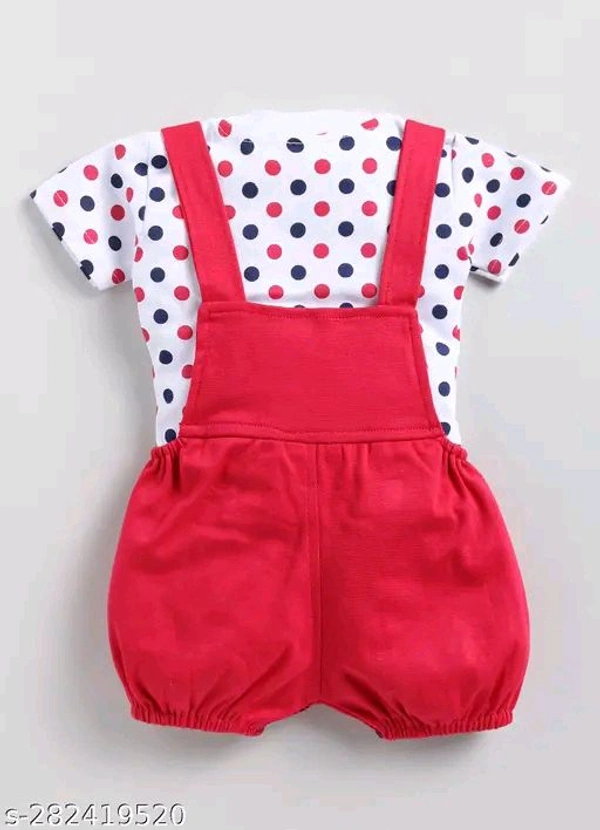Cartoon girls top bottom set - Red, 6-9 Month