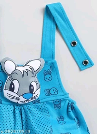 Cartoon girls top bottom set - Blue, 0-1 Month