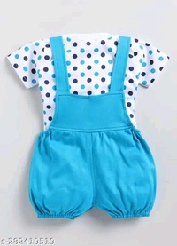 Cartoon girls top bottom set - Blue, 0-1 Month
