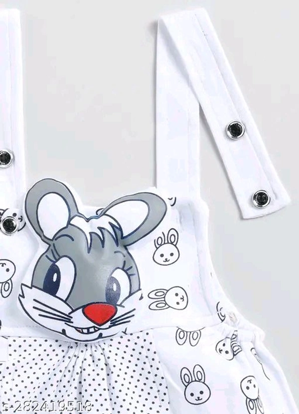 Cartoon girls top bottom set - White, 0-1 Month
