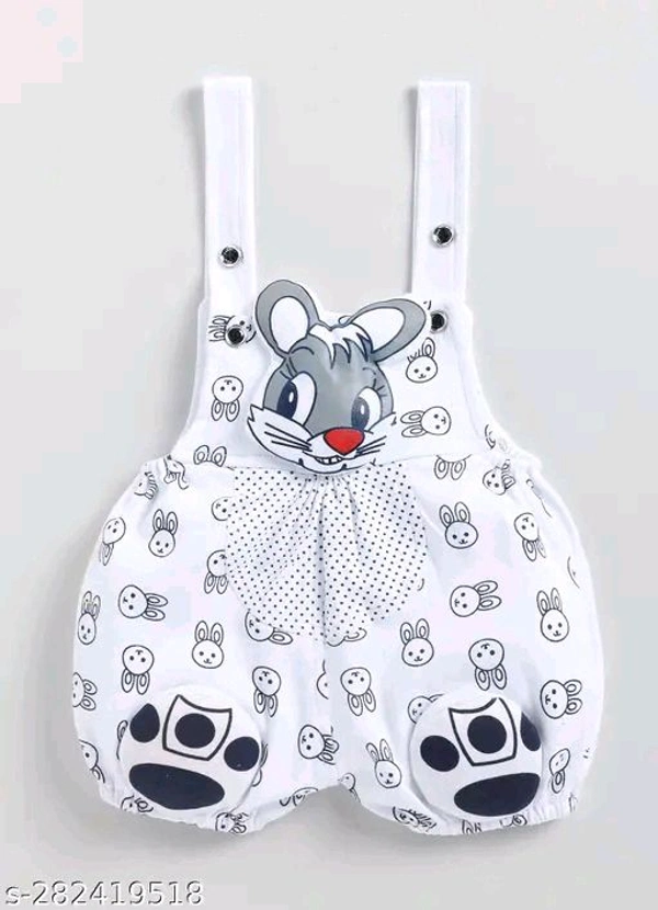 Cartoon girls top bottom set - White, 0-3 Month
