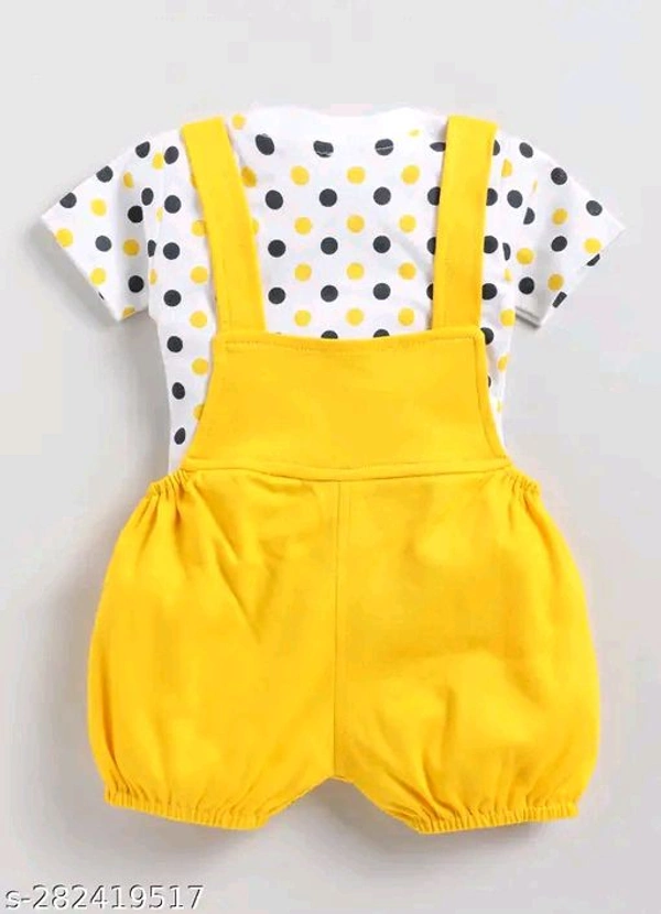 Cartoon girls top bottom set - Yellow, 0-1 Month