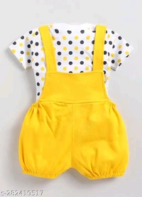 Cartoon girls top bottom set - Yellow, 9-12 Month