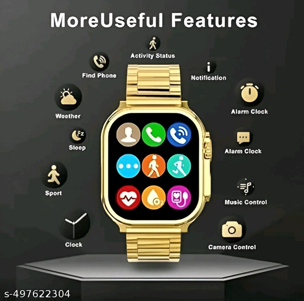 T800 Golden Super Smart Watch  - Gold, Free Size