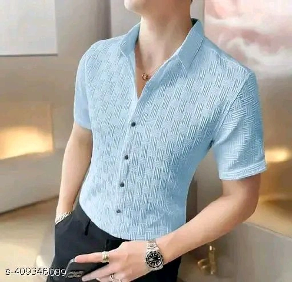 Half Shoulder Shirt - Cornflower Blue, Black