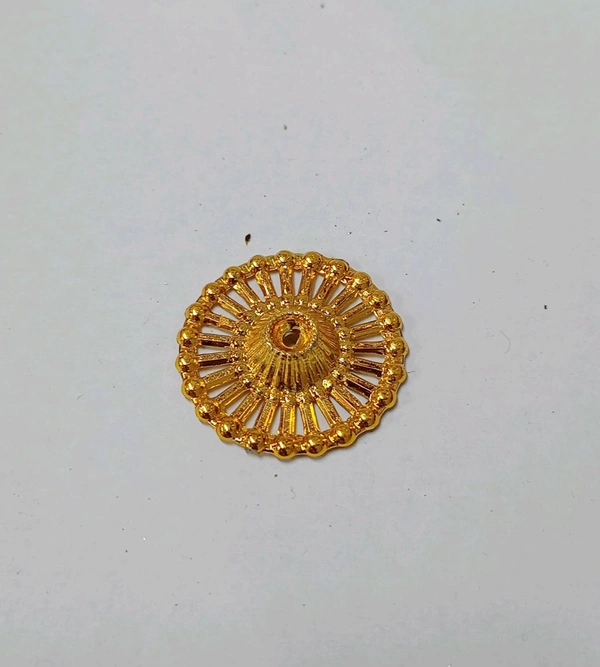 Ashok Chakra Shaped Beads (200 Grams) - Gold, 5 cm
