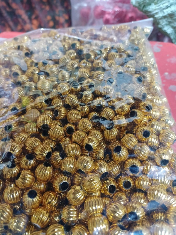 Golden Designed Beads (200 Grams) - Gold