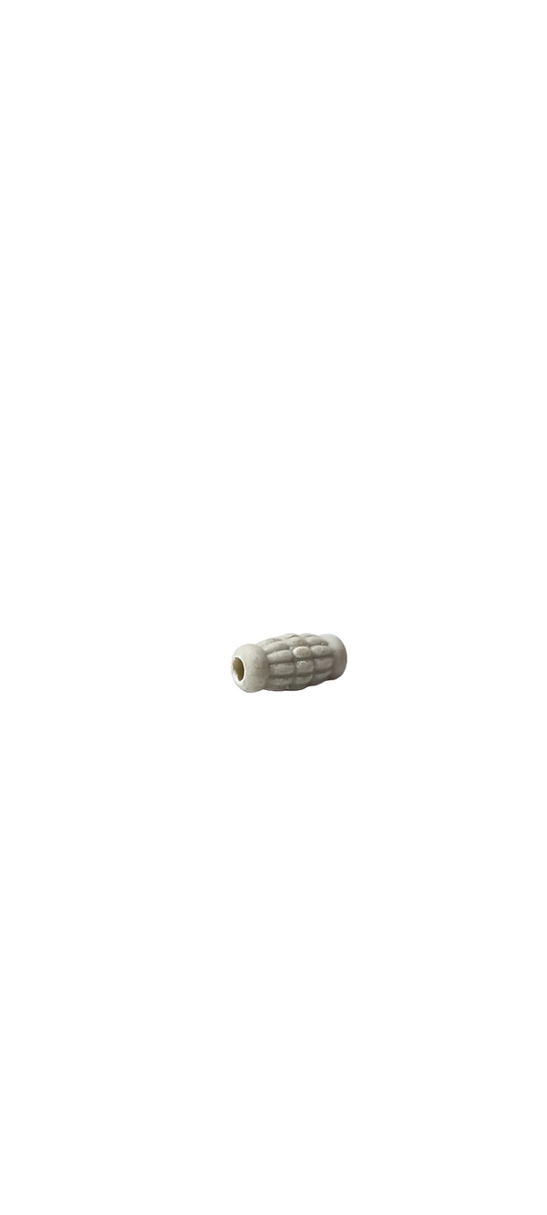 Dholak Shaped Beads (200 Grams) - Gray, 1.5 cm