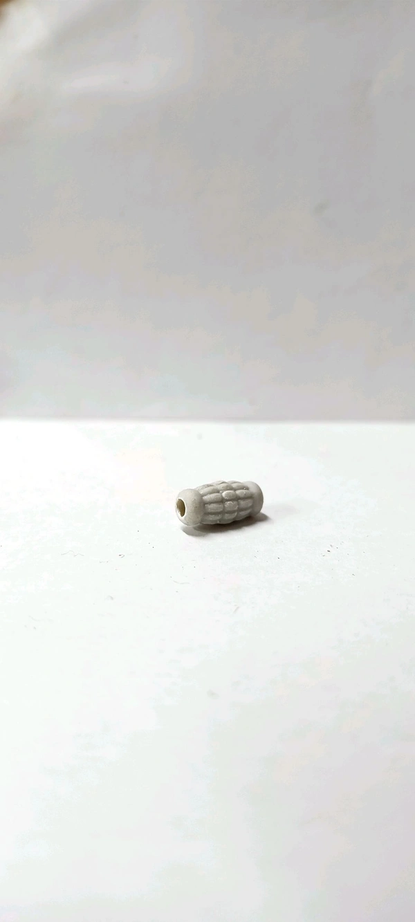 Dholak Shaped Beads (200 Grams) - Gray, 1.5 cm