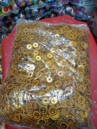 Flat Round Beads (200 Grams) - Gold, 1 cm