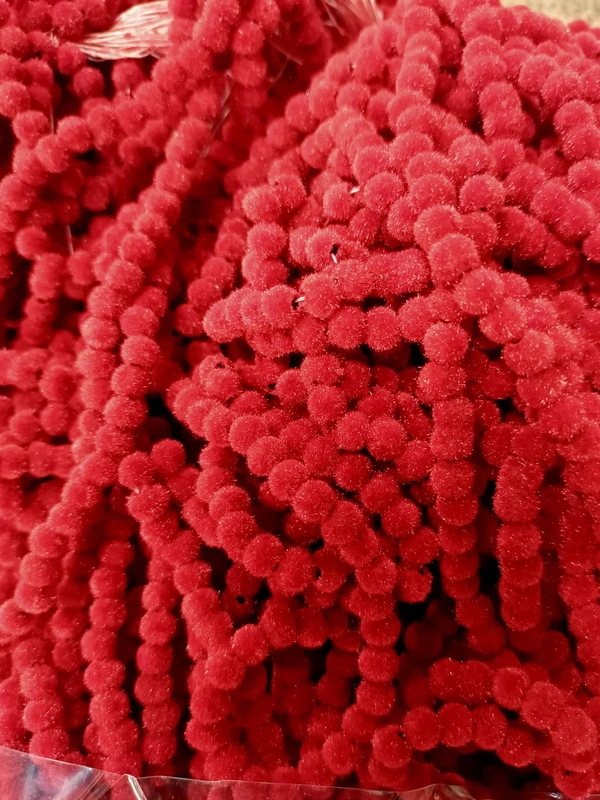 Premium Finished Velvet Lari  - Red