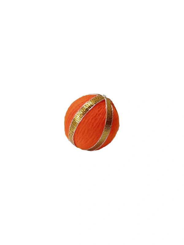 Woolen Ball With Golden Strip (Pack Of 25) - Red, Small
