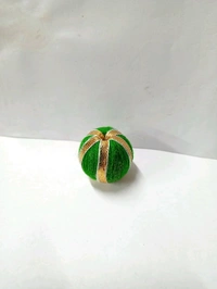 Woolen Ball With Golden Strip (Pack Of 25) - Green, Small