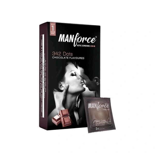 Zappy Store Manforce Xotic Extra Dotted Condom Chocolate Flavour - 10pcs