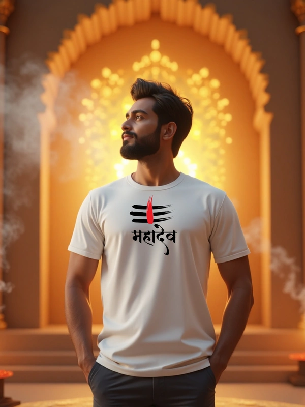 "Mahadev Tilak Edition" T-Shirt | Sacred Power & Simplicity - S, White