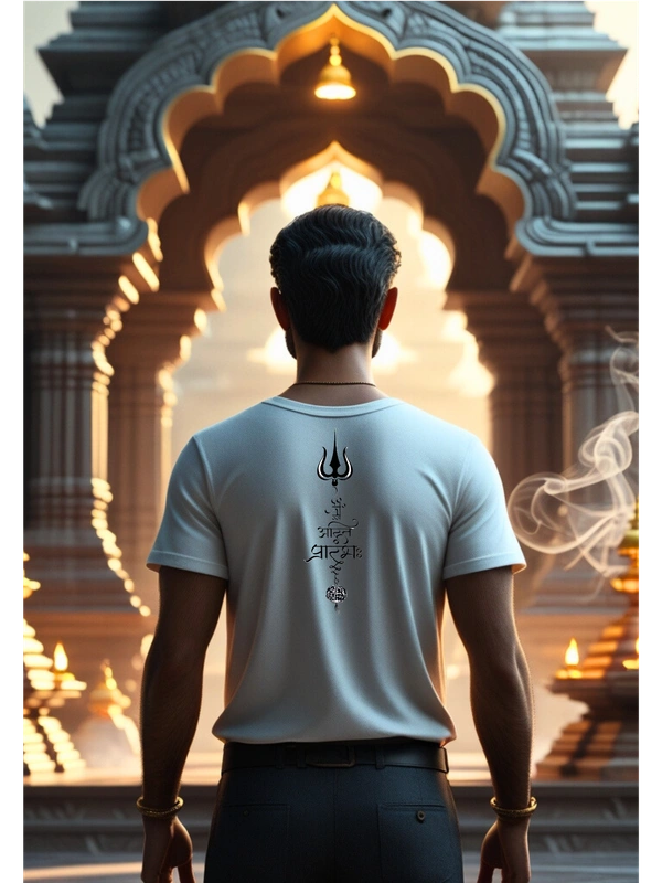 "Ant Ashti Prarmbh" Trishul T-Shirt | Invoke the Power of Lord Shiva - XL