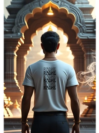 "Radhe Radhe" T-Shirt | Feel the Divine Love of Shri Radha - S, White