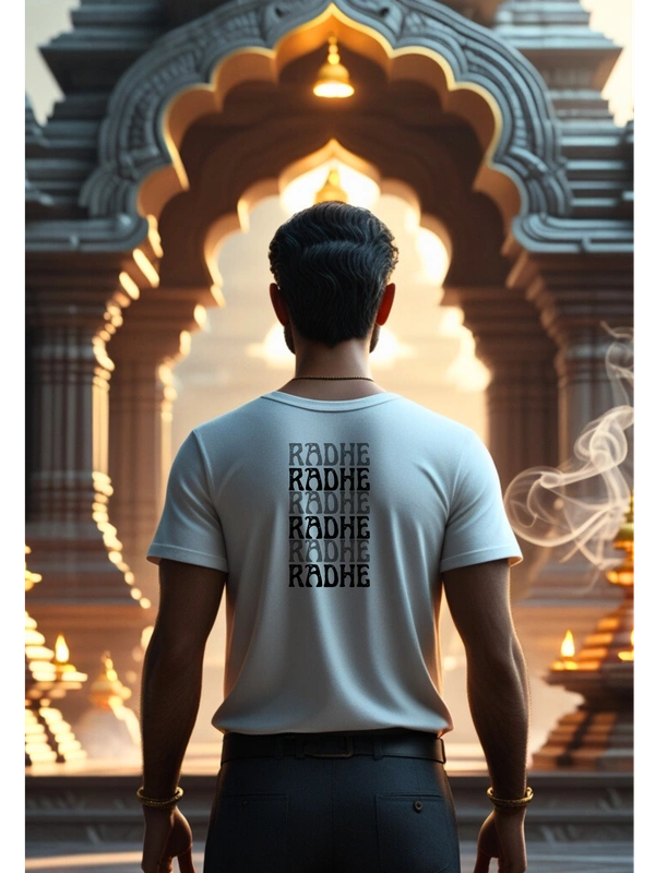 "Radhe Radhe" T-Shirt | Feel the Divine Love of Shri Radha - S, White