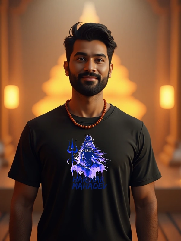 "Dharma Tees – Har Har Mahadev Edition" | Invoke the Power of Shiva - S, Black