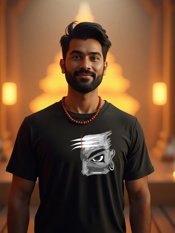 "Divine Gaze – Mahadev Edition" | The Watchful Eye of Lord Shiva - S, Black