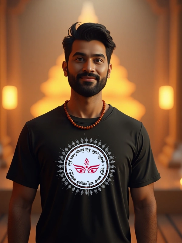 "Divine Shakti" T-Shirt | Invoke the Power of Maa Durga - S, White