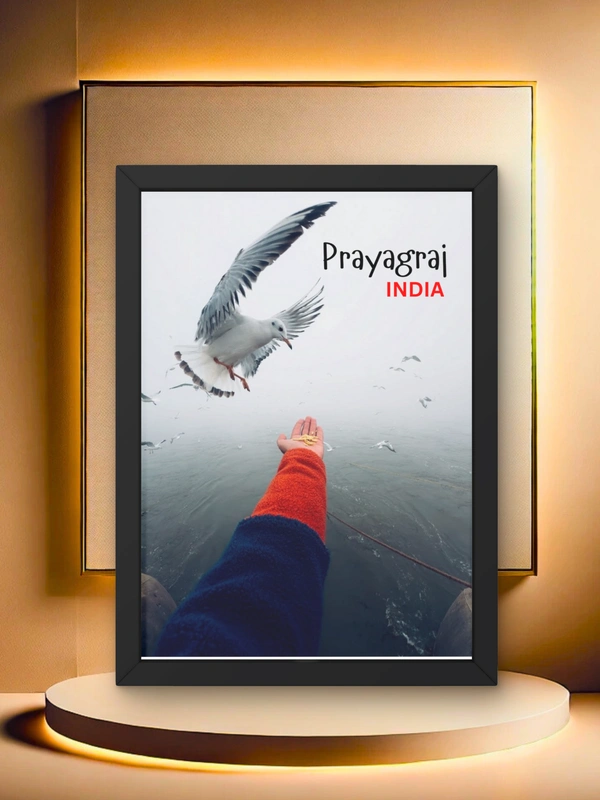  Serenity at Sangam – Prayagraj Seagull Moment Art View Frame