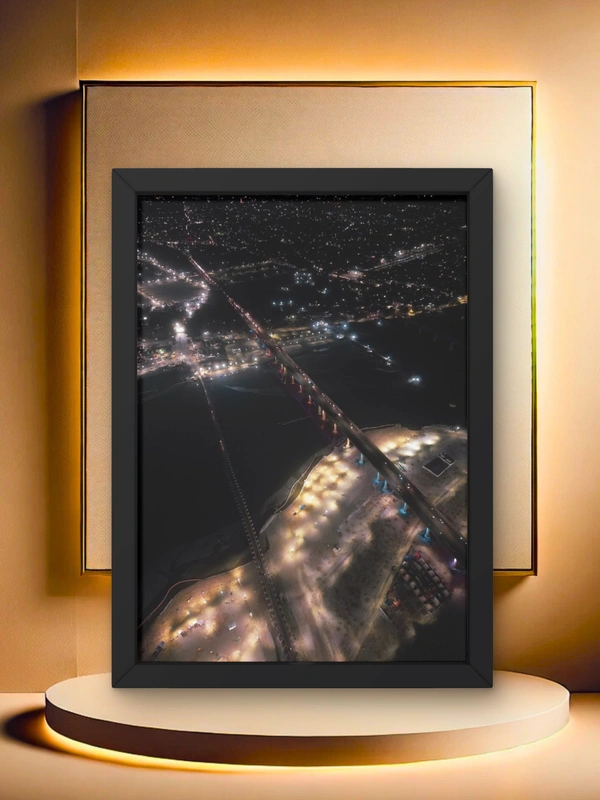 Divine Glow – Prayagraj Maha Kumbh Bridge View Art Frame - 8*10