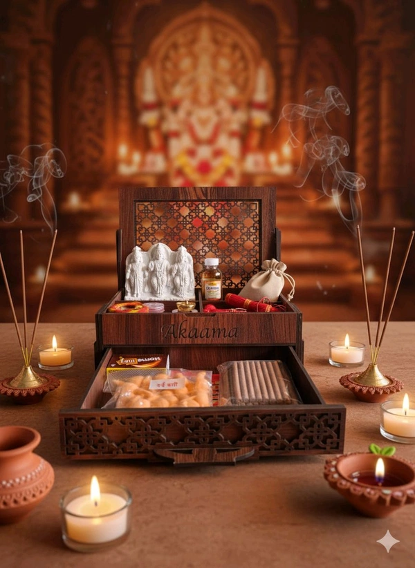 Bhakti on the Go – Portable Wooden Mandir Box( Second Design )