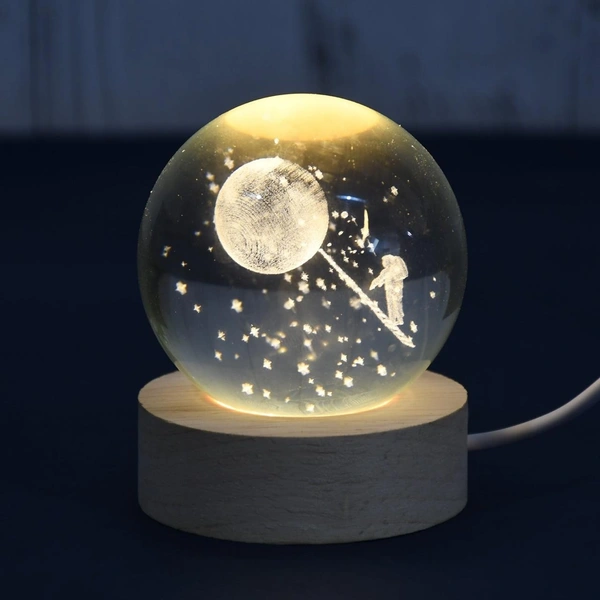 3D Crystal Ball Lamp with Base – Elegant Night Light & Home Décor BX13837