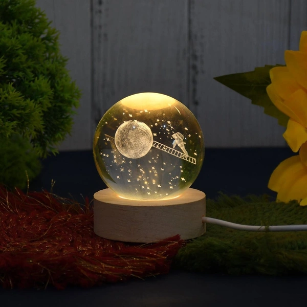 3D Crystal Ball Lamp with Base – Elegant Night Light & Home Décor BX13837