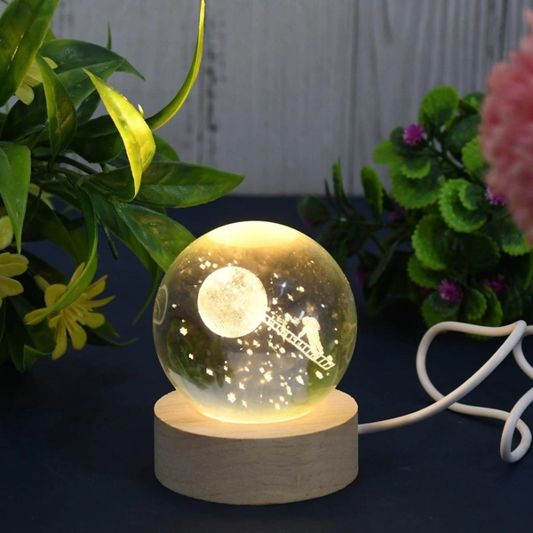 3D Crystal Ball Lamp with Base – Elegant Night Light & Home Décor BX13837