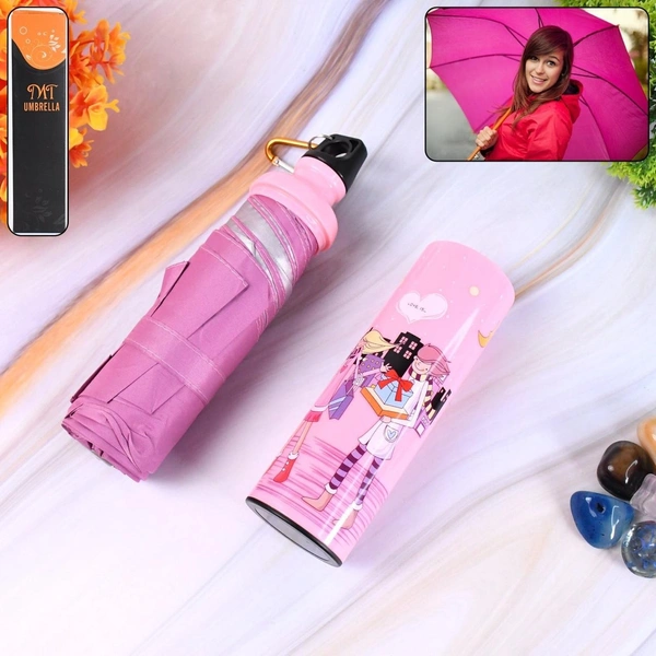4 Fold Foldable Bottle Summer Umbrella for On-the-Go (1 Pc / Mix Color) BX15149