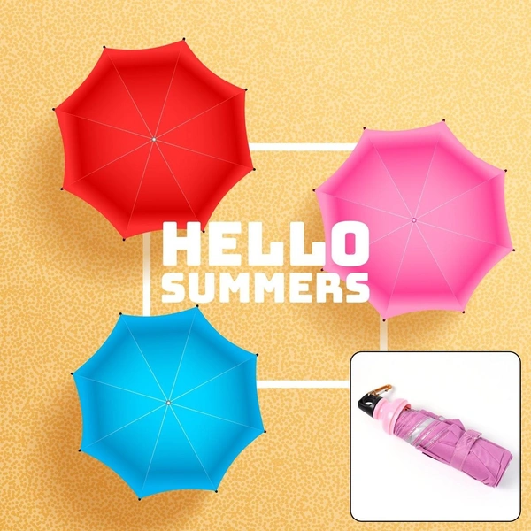 4 Fold Foldable Bottle Summer Umbrella for On-the-Go (1 Pc / Mix Color) BX15149