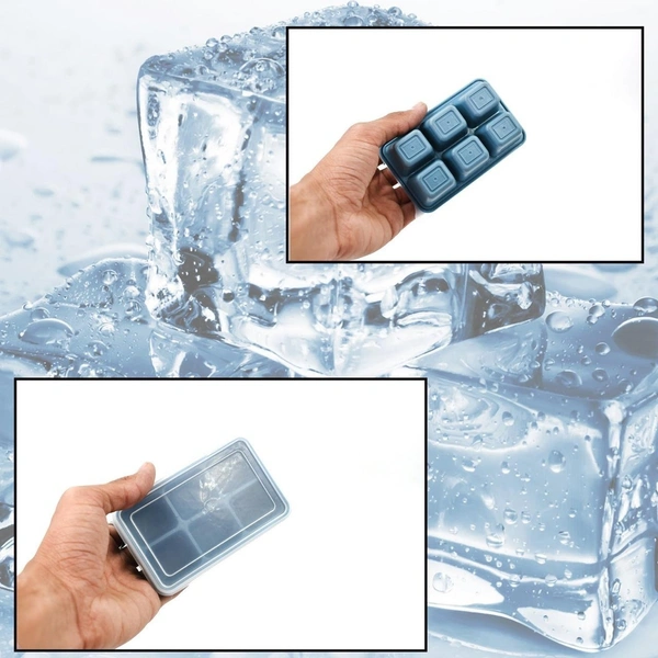 6-Grid Silicone Ice Tray – Flexible & Durable Ice Cube Mold for Kitchen Use (Pack of 2) BX8242