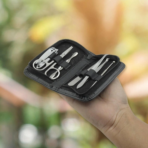 6-Piece Nail Clippers Kit with Travel Case: Professional Manicure Set, Stainless Steel BX6843