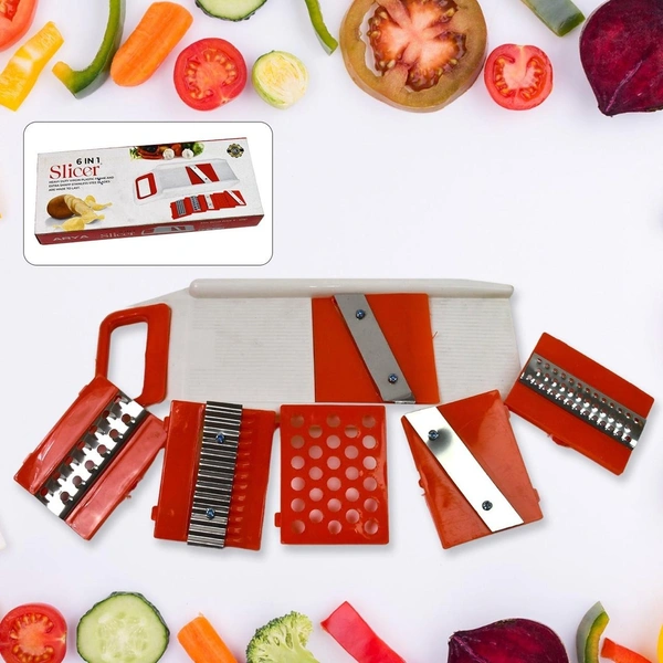6-in-1 Plastic Vegetable Slicer, Cutter, and Fruit Dicer Grater Set BX12174