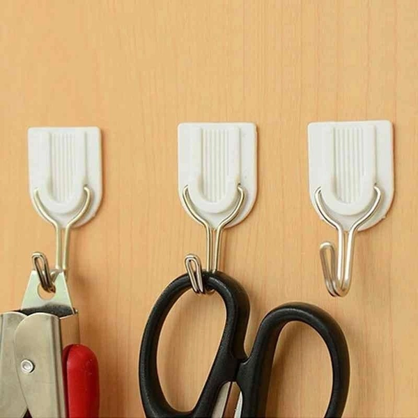 Adhesive Sticker ABS Plastic Hook Towel Hanger (Pack of 12) BX1627