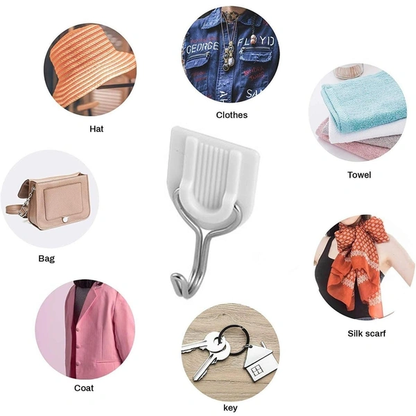 Adhesive Sticker ABS Plastic Hook Towel Hanger (Pack of 12) BX1627