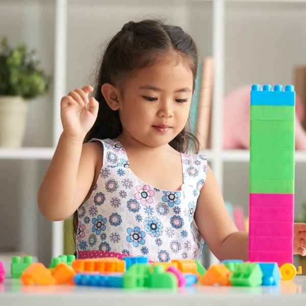 Blocks Set for Kids, Play Fun and Learning Blocks for Kids Games for Children Block Game Puzzles Set Boys, Children (Multicolor, 60 Bricks Blocks) BX8094