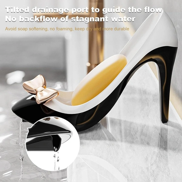 Creative High Heels Soap Box – Self-Draining Suction Cup Soap Holder for Bathroom and Kitchen BX18835