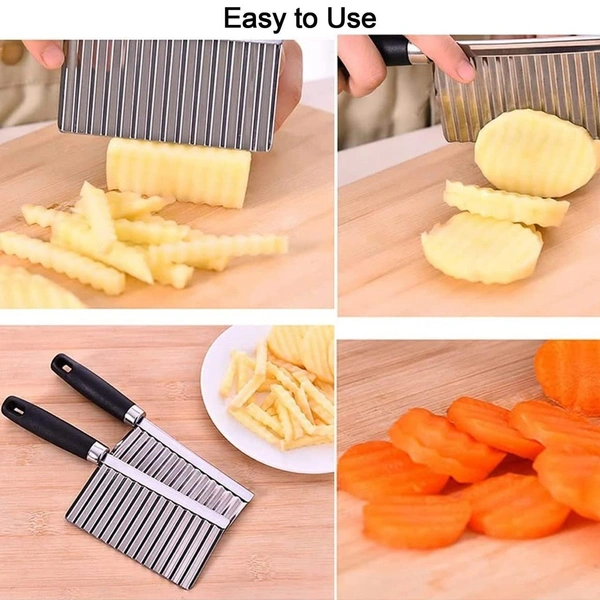 Stainless Steel Potato Cutter, Crinkle Choppers French Fries Chips Chopping Knives with Nylon Handle Chopping Knife Carrot Vegetable Salad Waves Cutting (1pcs-Knife ) BX2008