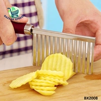Stainless Steel Potato Cutter, Crinkle Choppers French Fries Chips Chopping Knives with Nylon Handle Chopping Knife Carrot Vegetable Salad Waves Cutting (1pcs-Knife ) BX2008