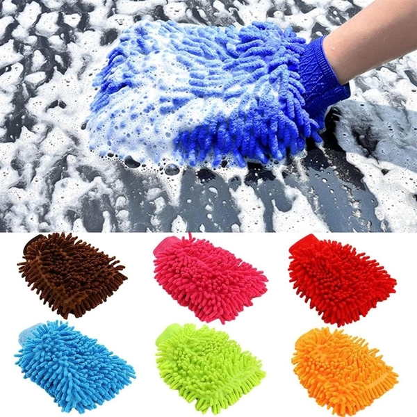 Double-Sided Microfiber Hand Glove Duster – Multi-Purpose Cleaning Glove (Mix Color) Pack of 2  BX0711